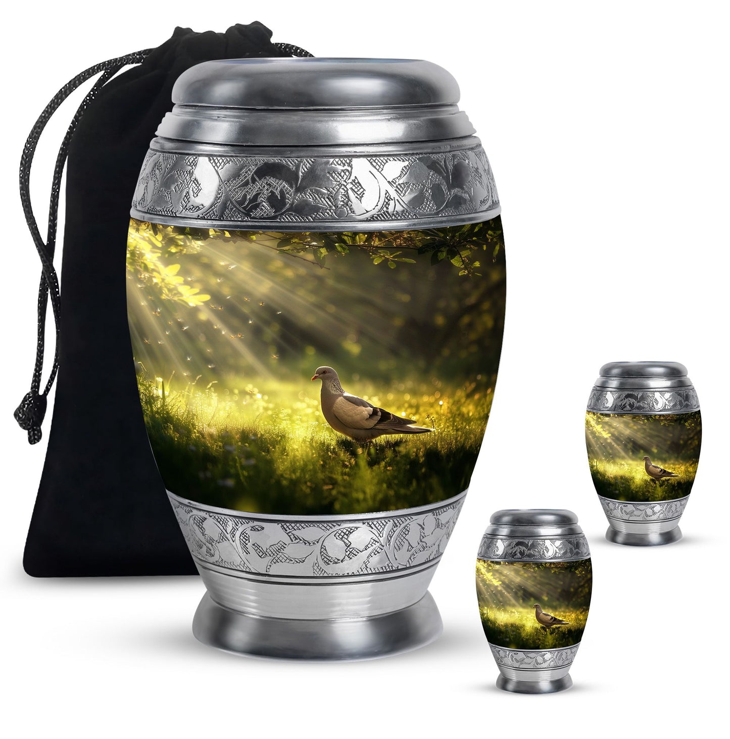 Personalized Dove Cremation Urn for Human Ashes - 3-inch, 200 cu in - Yatskia