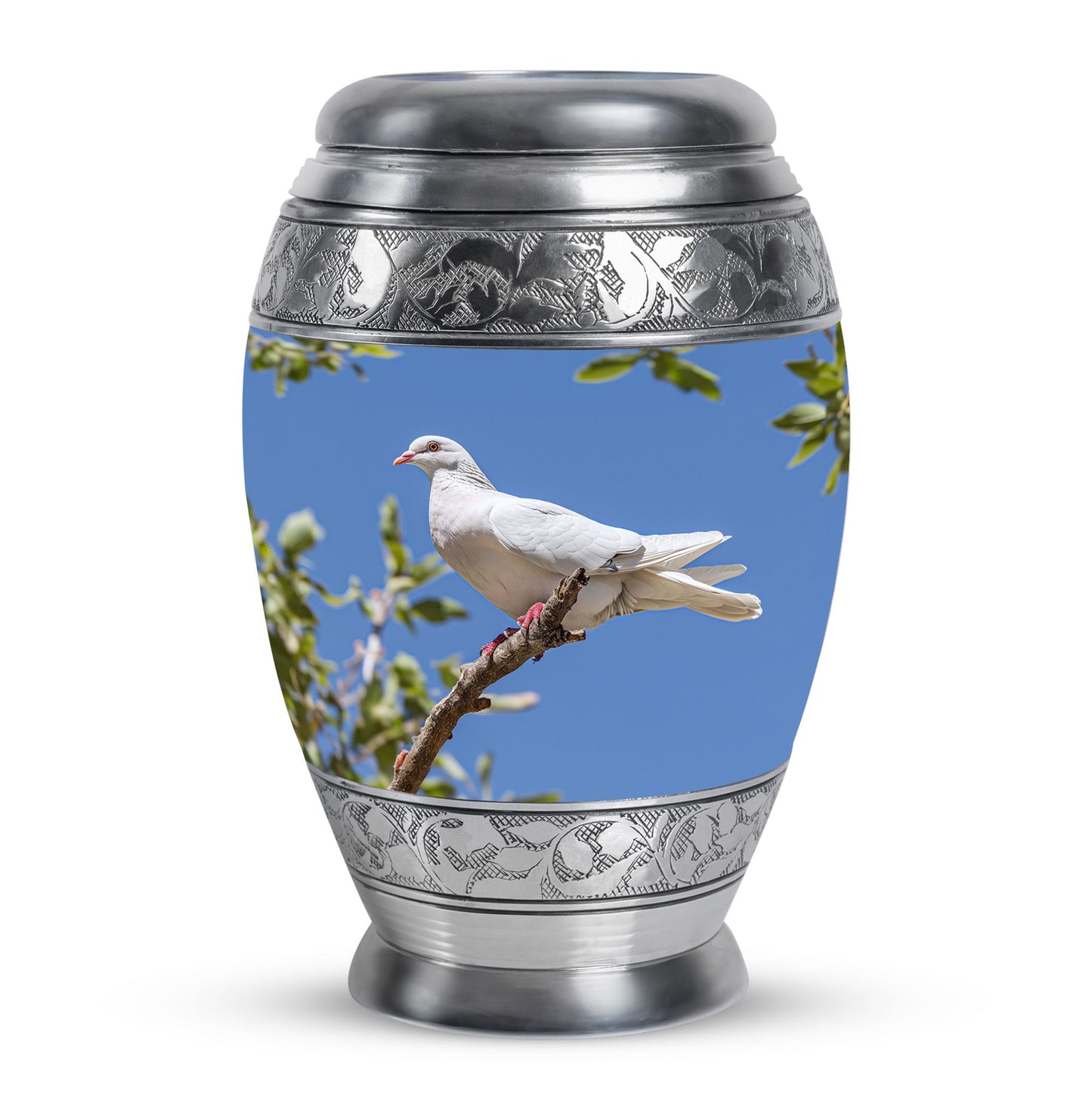 White Personalized Bird Keepsake Urn for Mom - 10-inch, 200 cu in - Yatskia