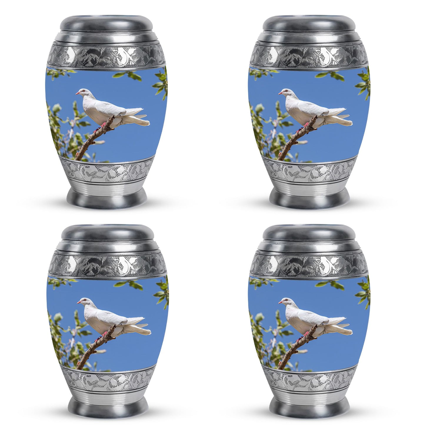 White Personalized Bird Keepsake Urn for Mom - 10-inch, 200 cu in - Yatskia