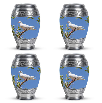 White Personalized Bird Keepsake Urn for Mom - 10-inch, 200 cu in - Yatskia