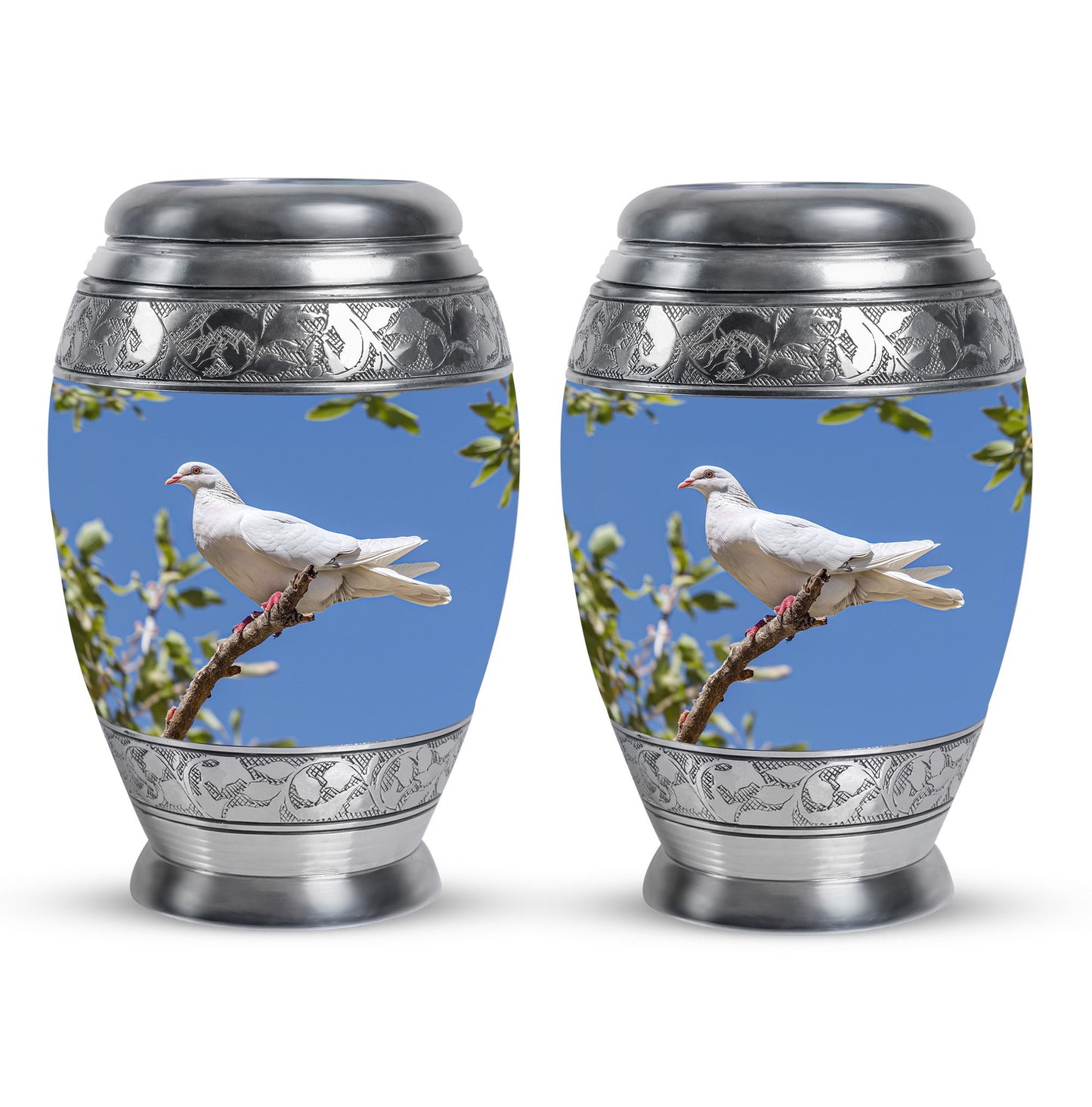 White Personalized Bird Keepsake Urn for Mom - 10-inch, 200 cu in - Yatskia