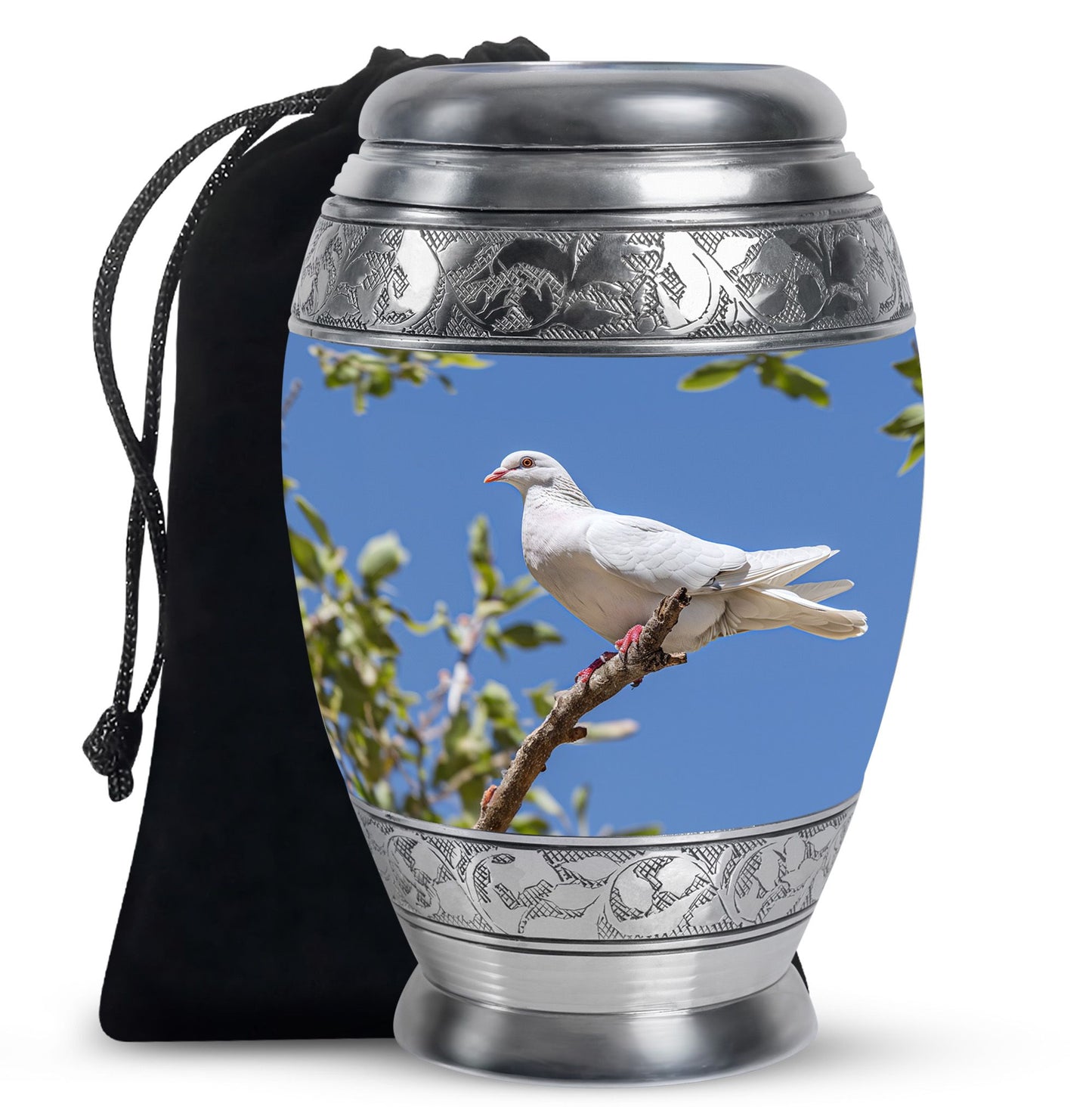 White Personalized Bird Keepsake Urn for Mom - 10-inch, 200 cu in - Yatskia