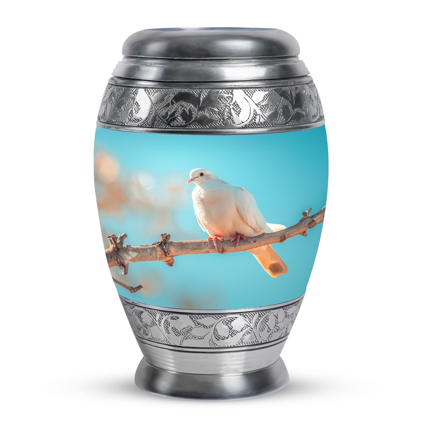 Blue Personalized Bird Cremation Urn for Men and Women - 10-inch, 200 cu in - Yatskia