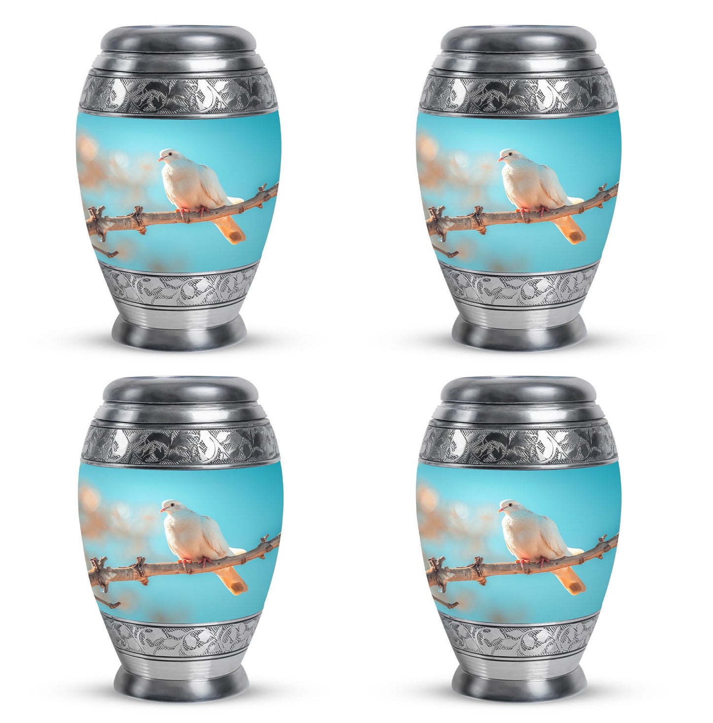 Blue Personalized Bird Cremation Urn for Men and Women - 10-inch, 200 cu in - Yatskia