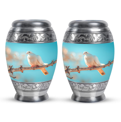 Blue Personalized Bird Cremation Urn for Men and Women - 10-inch, 200 cu in - Yatskia