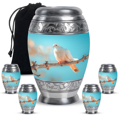 Blue Personalized Bird Cremation Urn for Men and Women - 10-inch, 200 cu in - Yatskia