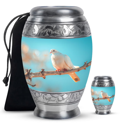 Blue Personalized Bird Cremation Urn for Men and Women - 10-inch, 200 cu in - Yatskia