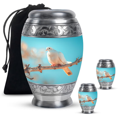 Blue Personalized Bird Cremation Urn for Men and Women - 10-inch, 200 cu in - Yatskia