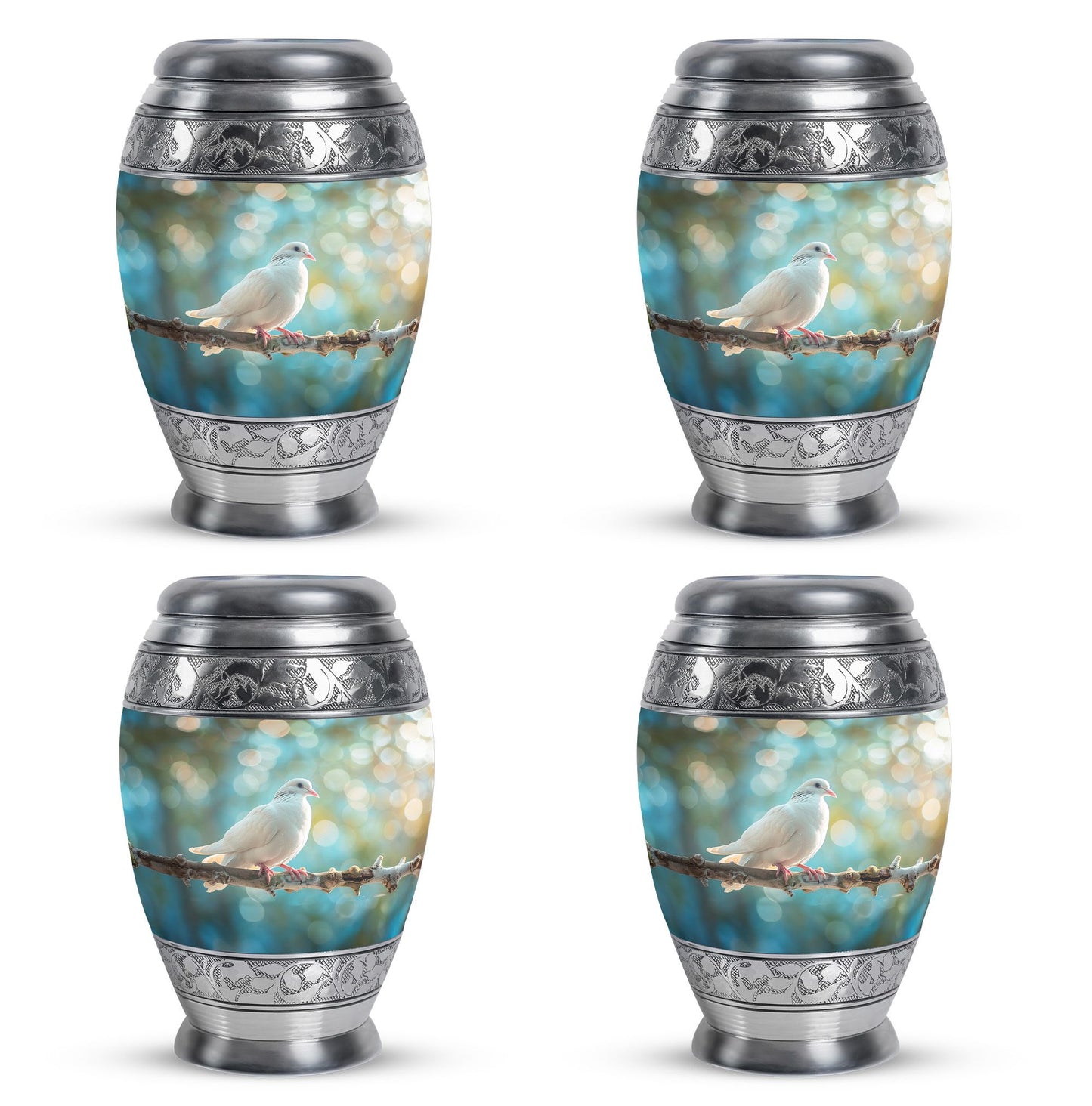 White Personalized Bird Cremation Urn for Adult - 10-inch, 200 cu in - Yatskia