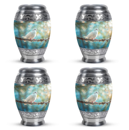 White Personalized Bird Cremation Urn for Adult - 10-inch, 200 cu in - Yatskia