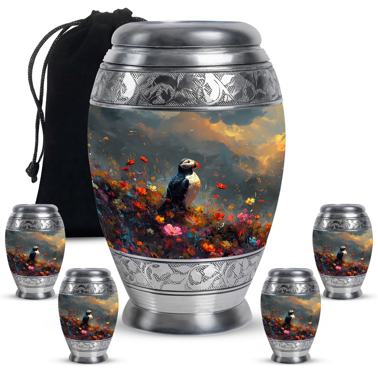Colorful Personalized Bird Keepsake Urn for Mom - 10-inch, 200 cu in - Yatskia