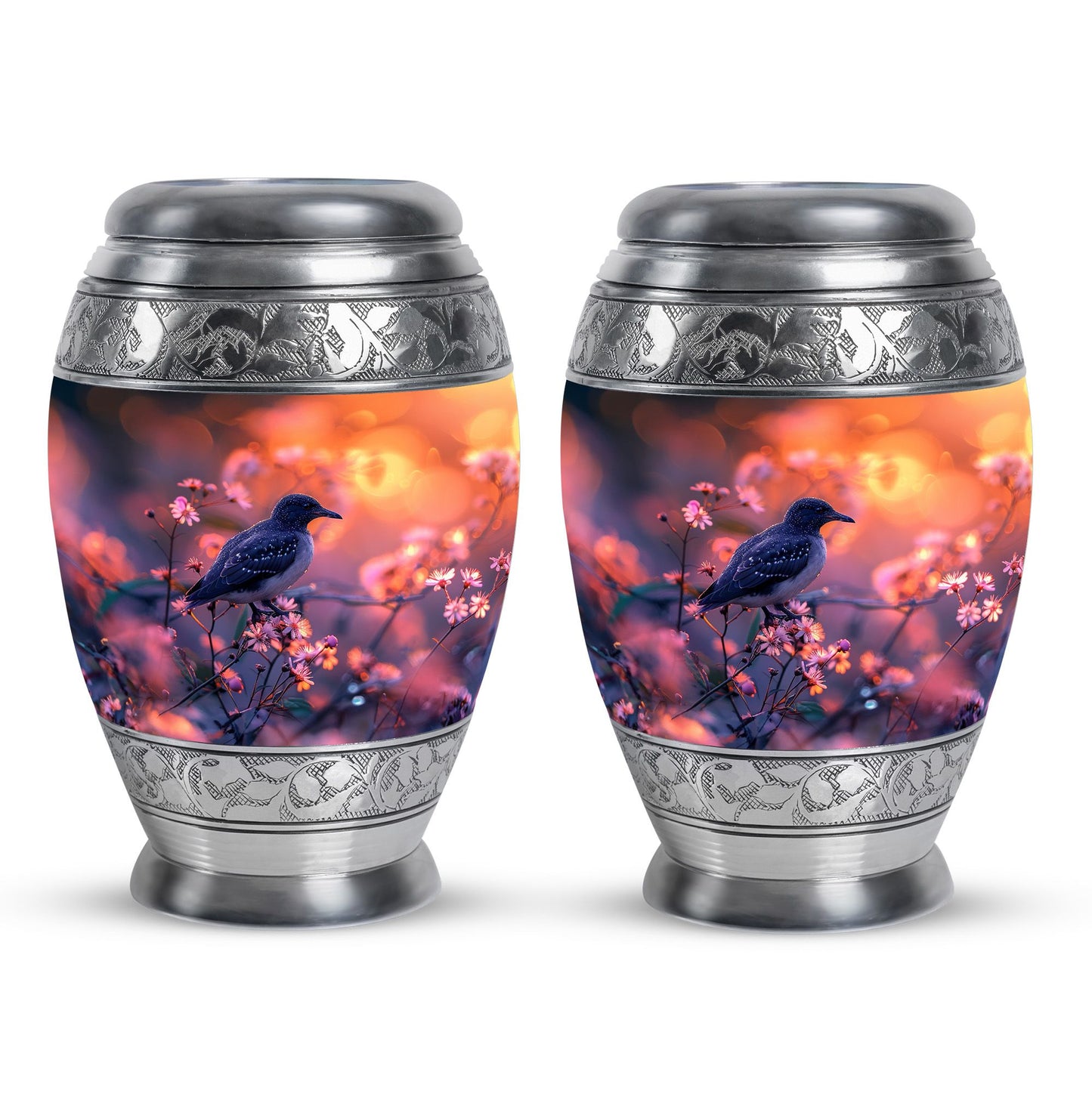 Pink Personalized Bird Cremation Urn for Human Ashes - 10-inch, 200 cu in - Yatskia