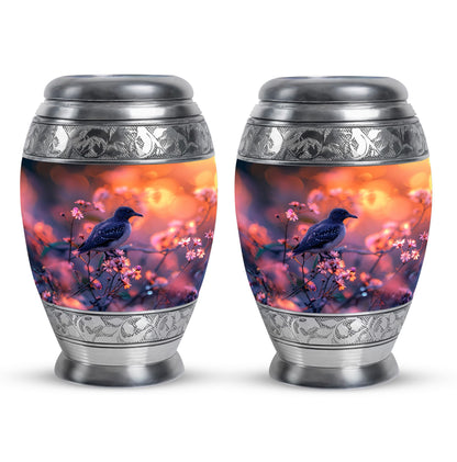 Pink Personalized Bird Cremation Urn for Human Ashes - 10-inch, 200 cu in - Yatskia
