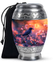 Solitary Bird Urn For Cremation Ashes - Pink Floral Urn For Funeral