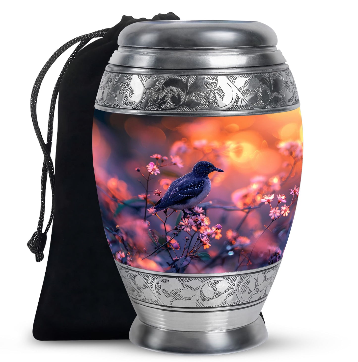 Pink Personalized Bird Cremation Urn for Human Ashes - 10-inch, 200 cu in - Yatskia