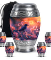 Solitary Bird Urn For Cremation Ashes - Pink Floral Urn For Funeral