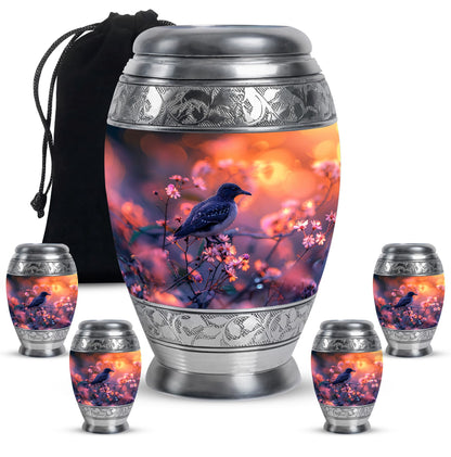 Pink Personalized Bird Cremation Urn for Human Ashes - 10-inch, 200 cu in - Yatskia