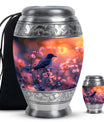 Solitary Bird Urn For Cremation Ashes - Pink Floral Urn For Funeral