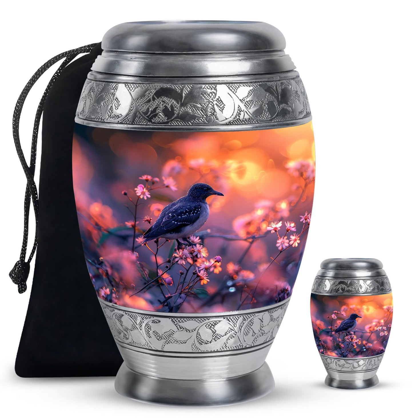 Pink Personalized Bird Cremation Urn for Human Ashes - 10-inch, 200 cu in - Yatskia