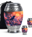 Solitary Bird Urn For Cremation Ashes - Pink Floral Urn For Funeral