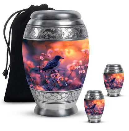 Pink Personalized Bird Cremation Urn for Human Ashes - 10-inch, 200 cu in - Yatskia