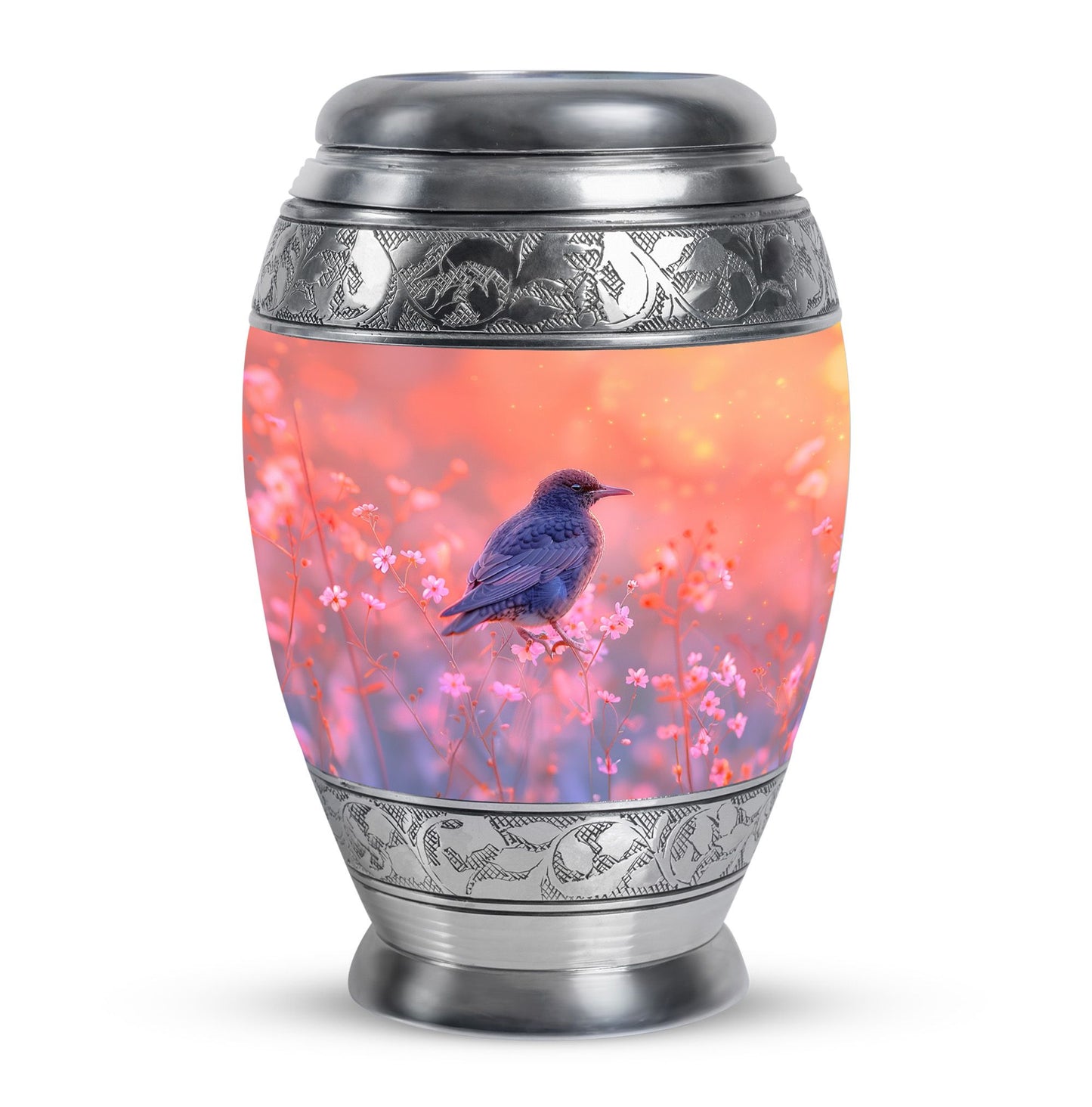 Pink Personalized Bird Cremation Urn for Women - 10-inch, 200 cu in - Yatskia