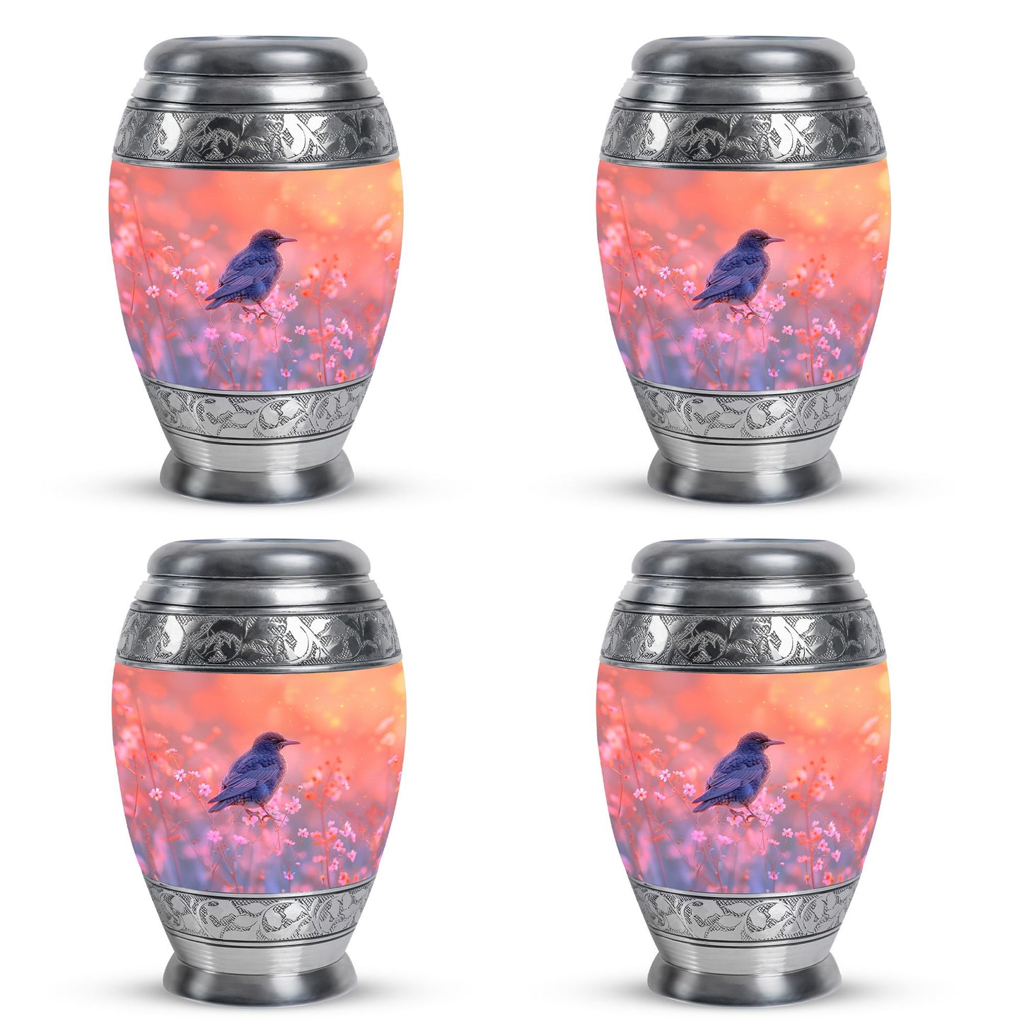 Pink Personalized Bird Cremation Urn for Women - 10-inch, 200 cu in - Yatskia