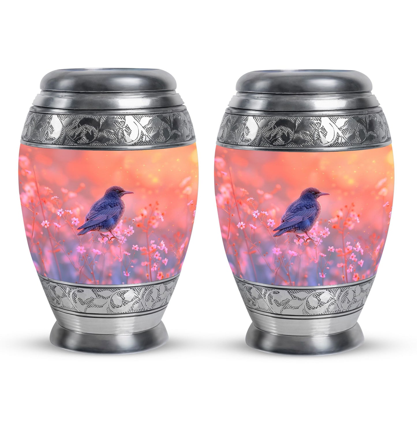 Pink Personalized Bird Cremation Urn for Women - 10-inch, 200 cu in - Yatskia