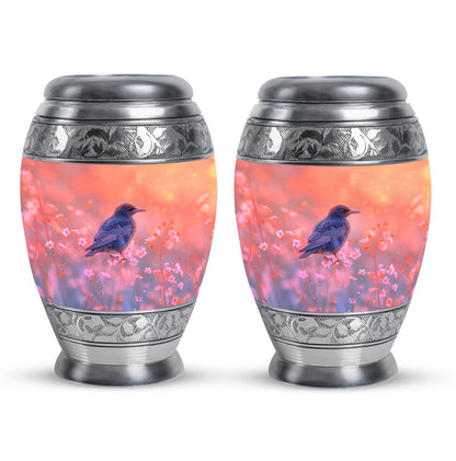 Pink Personalized Bird Cremation Urn for Women - 10-inch, 200 cu in - Yatskia