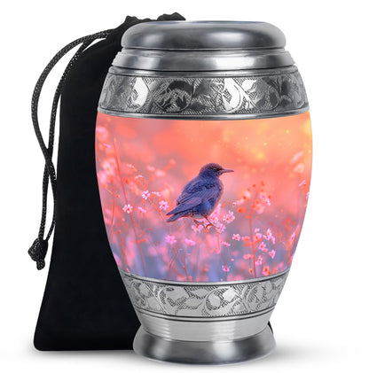 Pink Personalized Bird Cremation Urn for Women - 10-inch, 200 cu in - Yatskia
