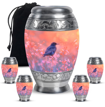 Pink Personalized Bird Cremation Urn for Women - 10-inch, 200 cu in - Yatskia