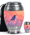 Solitary Bird Memorial Ashes Urn For Women - Pink Cremation Urn For Female
