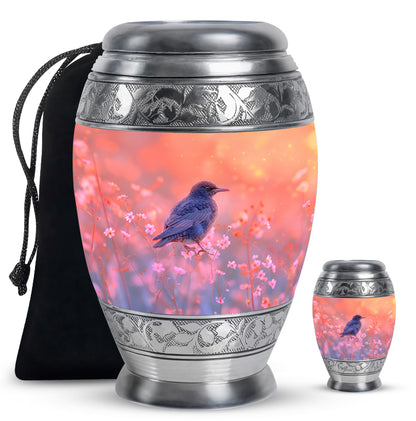 Pink Personalized Bird Cremation Urn for Women - 10-inch, 200 cu in - Yatskia