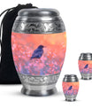 Solitary Bird Memorial Ashes Urn For Women - Pink Cremation Urn For Female