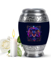 Artistic Lion Cremation Urn For Human Ashes - Neon Lion Art Urn For Men