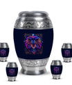 Artistic Lion Cremation Urn For Human Ashes - Neon Lion Art Urn For Men