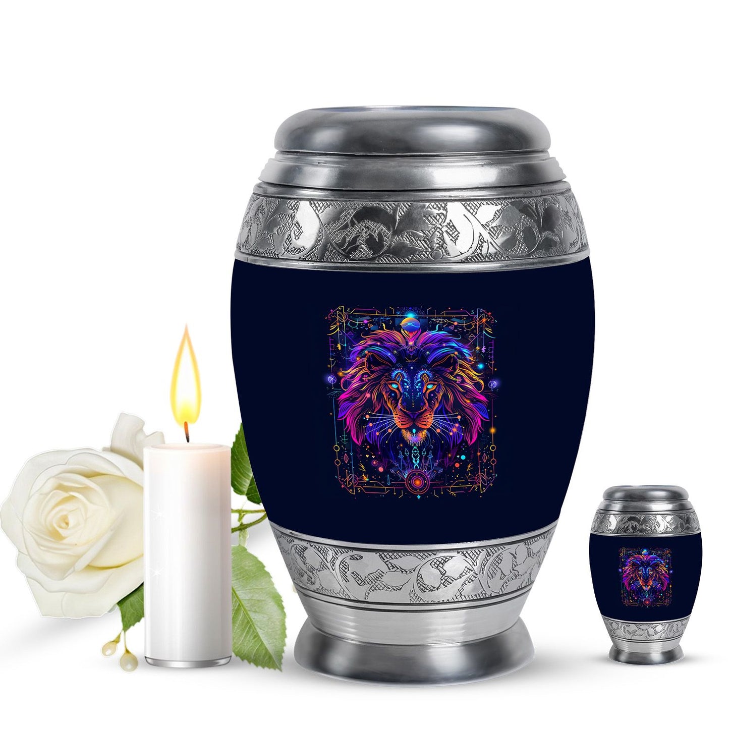 Personalized Lion Cremation Urn for Men - 10-inch, 200 cu in - Yatskia