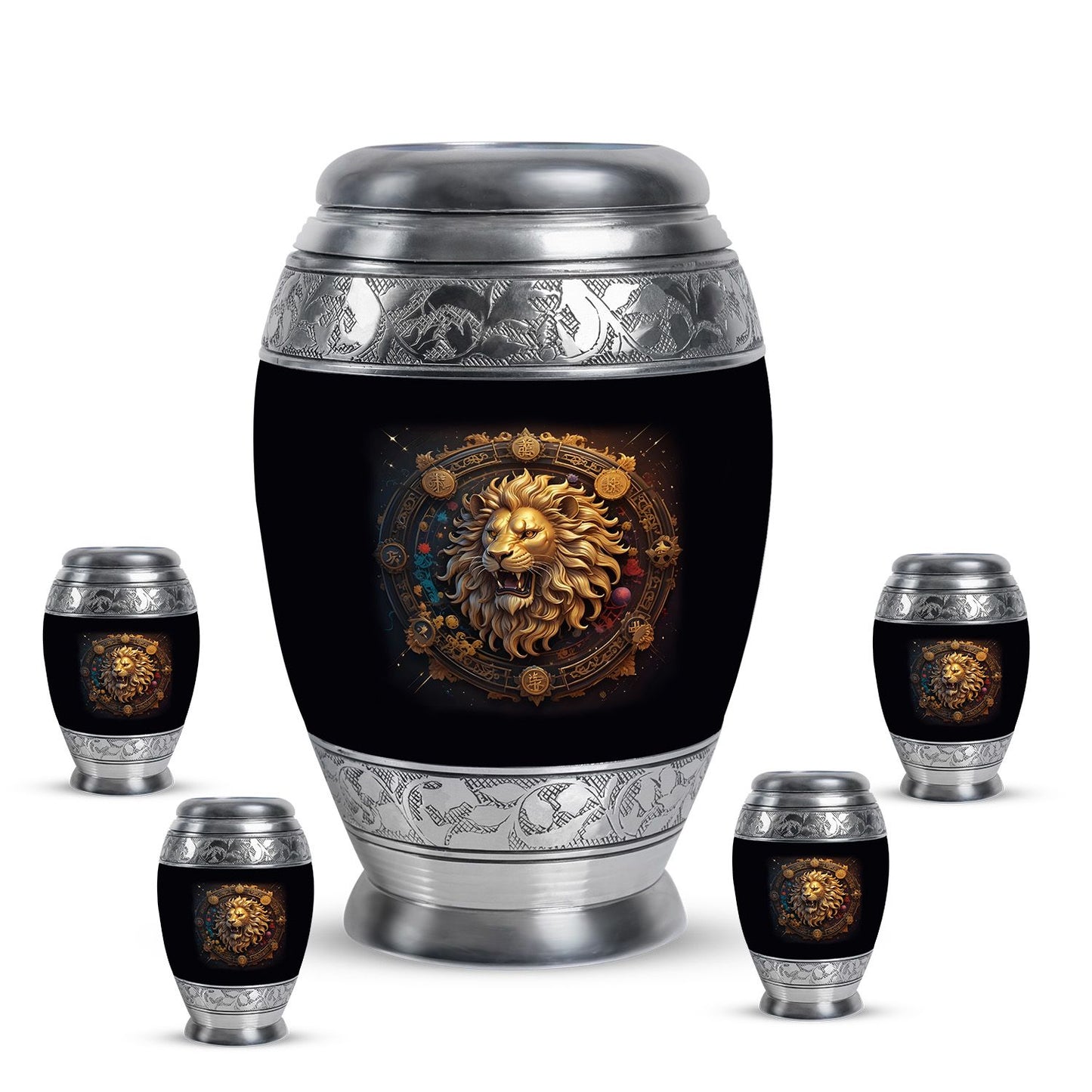 Personalized Lion Cremation Urn for Men - 10-inch, 200 cu in - Yatskia