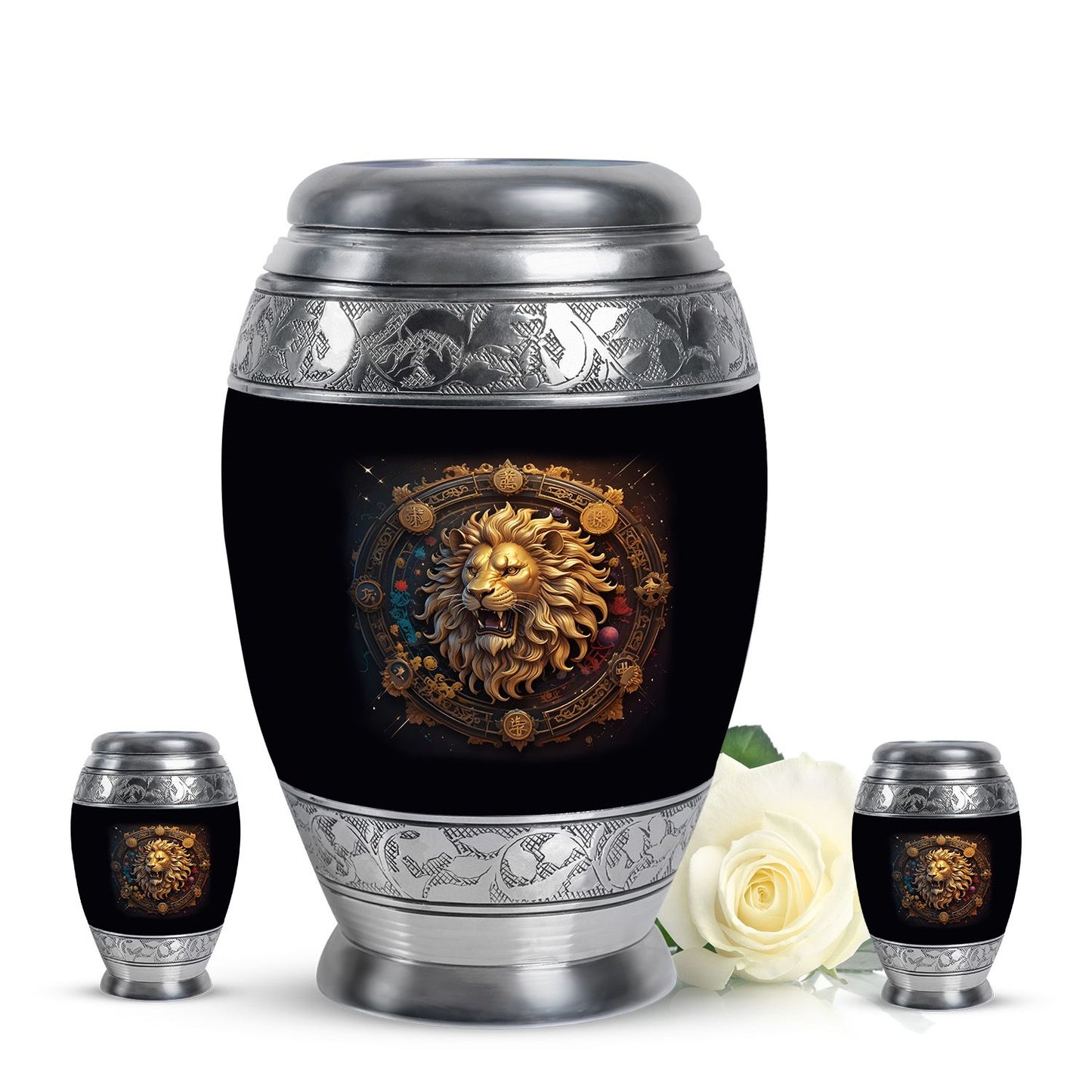 Personalized Lion Cremation Urn for Men - 10-inch, 200 cu in - Yatskia