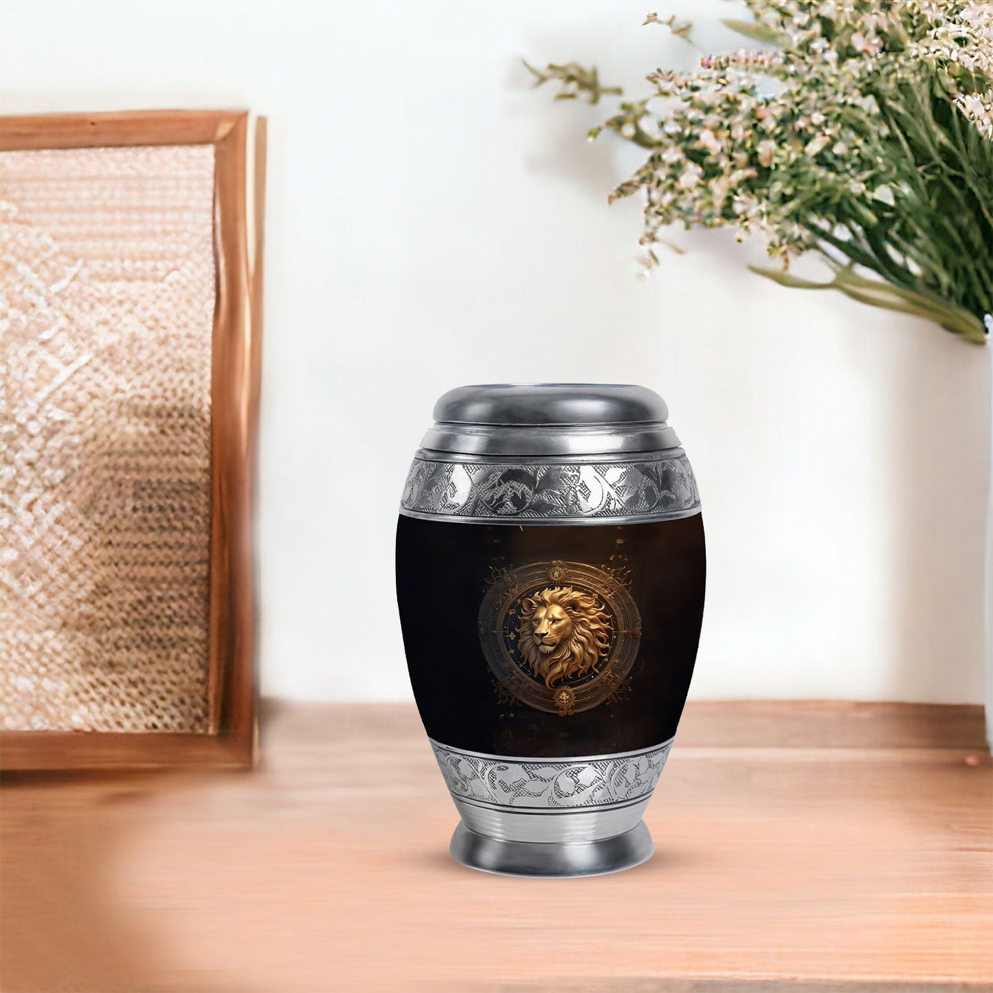 Personalized Lion Memorial Urn for Human Ashes - 10-inch, 200 cu in - Yatskia