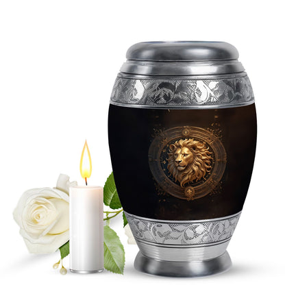 Personalized Lion Memorial Urn for Human Ashes - 10-inch, 200 cu in - Yatskia
