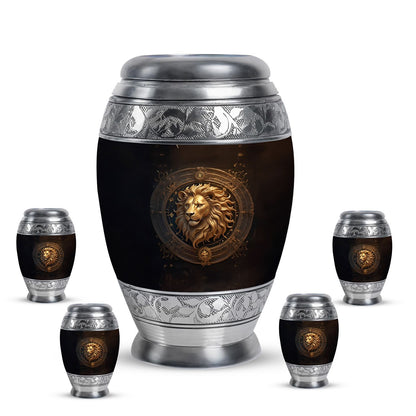 Personalized Lion Memorial Urn for Human Ashes - 10-inch, 200 cu in - Yatskia