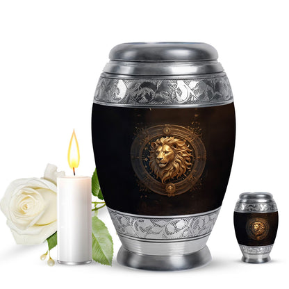 Personalized Lion Memorial Urn for Human Ashes - 10-inch, 200 cu in - Yatskia
