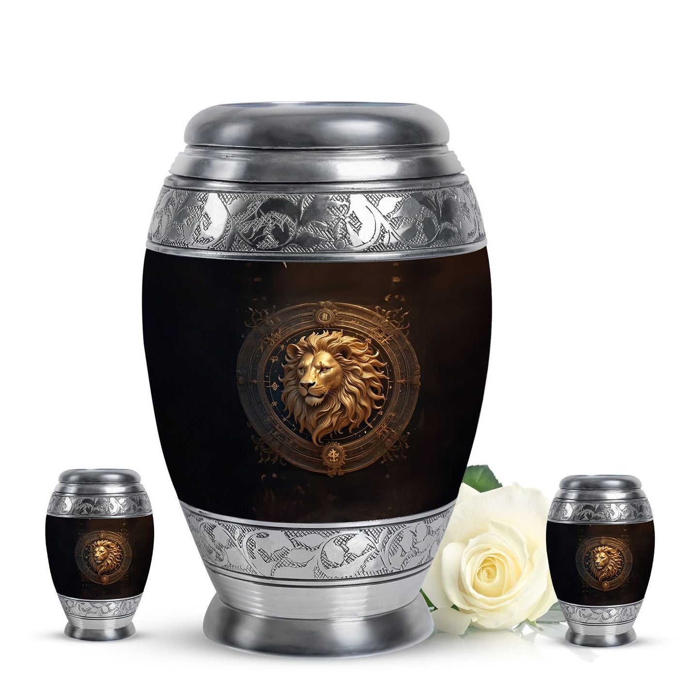 Personalized Lion Memorial Urn for Human Ashes - 10-inch, 200 cu in - Yatskia