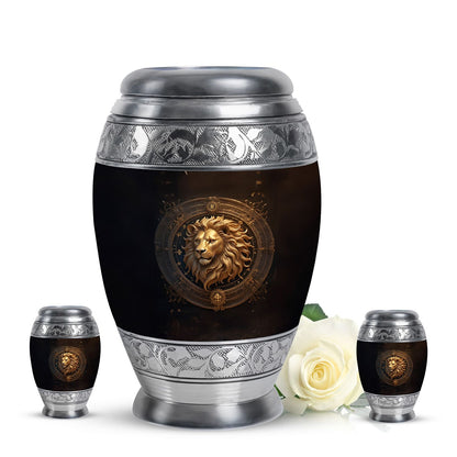 Personalized Lion Memorial Urn for Human Ashes - 10-inch, 200 cu in - Yatskia