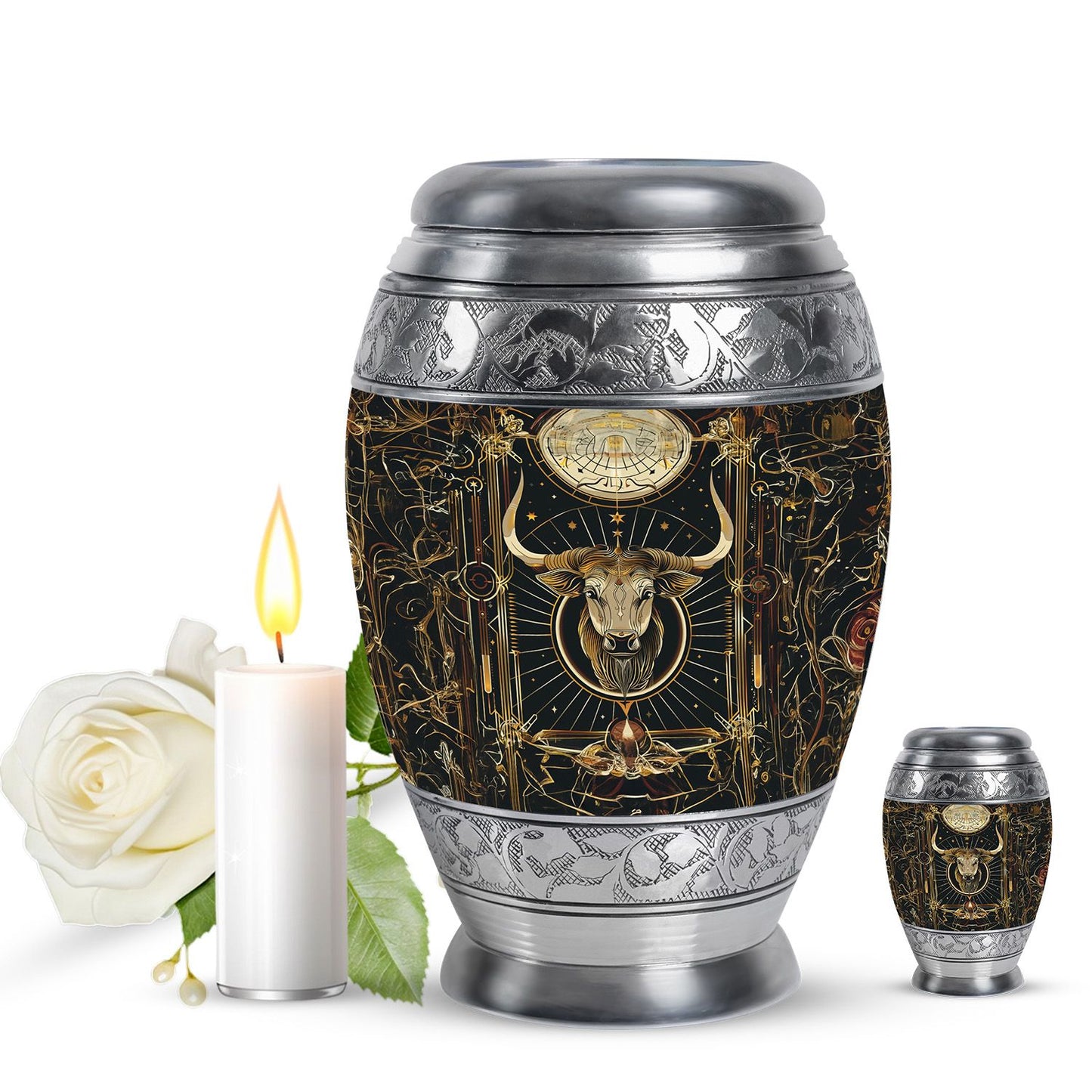Personalized Zodiac Cremation Urn for Human Ashes - 10-inch, 200 cu in - Yatskia