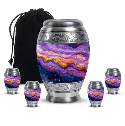 Purple Personalized Mother Cremation Urn for Mom - 10-inch, 200 cu in - Yatskia