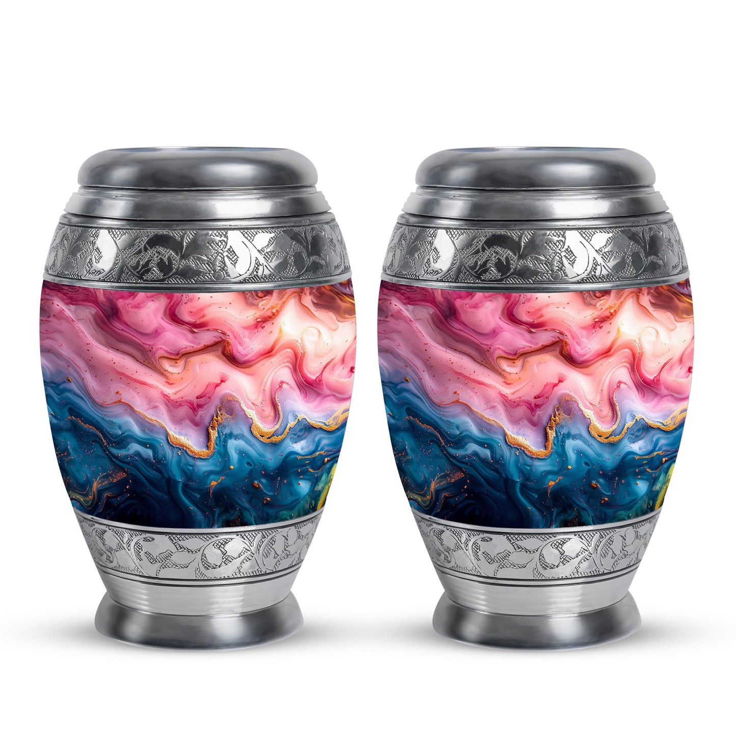 Pink Personalized Marble Cremation Urn for Adult Male - 10-inch, 200 cu in - Yatskia