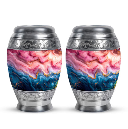 Pink Personalized Marble Cremation Urn for Adult Male - 10-inch, 200 cu in - Yatskia