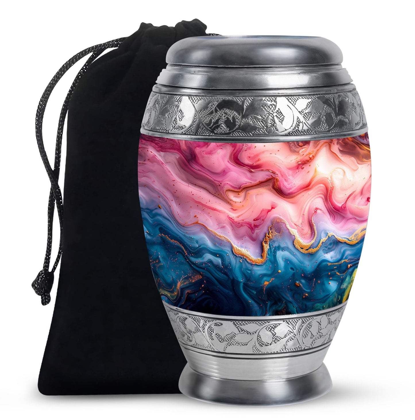 Pink Personalized Marble Cremation Urn for Adult Male - 10-inch, 200 cu in - Yatskia